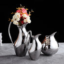 Axyaa Silver Ceramic Vase: Nordic Design Dried Flower Ornaments, Living Room Decoration