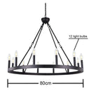 Axyaa Round Black Iron Chandelier for Living Room Cafe Decor