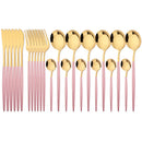 Axyaa Gold Stainless Steel Dinnerware Set for Elegant Table Setting