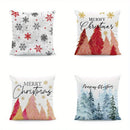 Axyaa Christmas Snowflakes & Pine Trees Cushion Cover for Sofa, Bedroom, Car