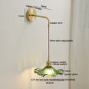 Axyaa Glass Copper LED Wall Lights with Knob Switch - Modern Bedside Lamp