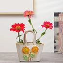 Axyaa Ceramic Embossed Flower Vase Home Decor Arrangement