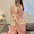 Axyaa Women's Plush Velvet Bathrobe | Warm Winter Dressing Gown & Pajamas