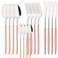 Axyaa 16Pcs Western Black Gold Dinnerware Set Stainless Steel Tableware Flatware