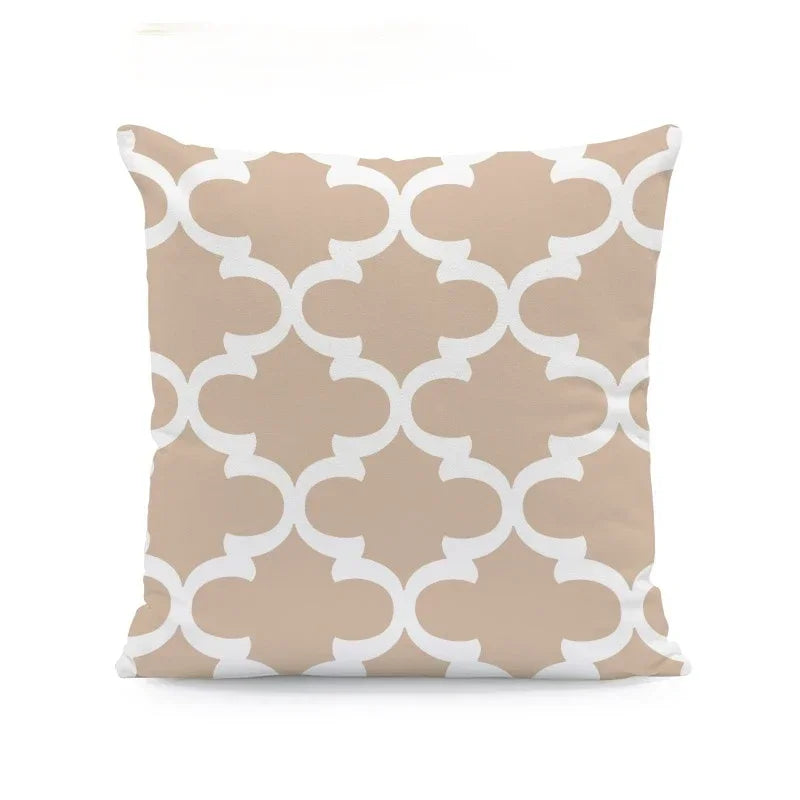 Axyaa Beige Geometric Lace Cushion Cover 45X45cm for Living Room Decor