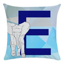 Axyaa Blue Letter Animal Print Pillowcase - Super Soft Peach Skin - Fashion Cushion Cover