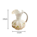 Axyaa Flower Texture Glass Vase Desk Decoration with Artificial Flowers