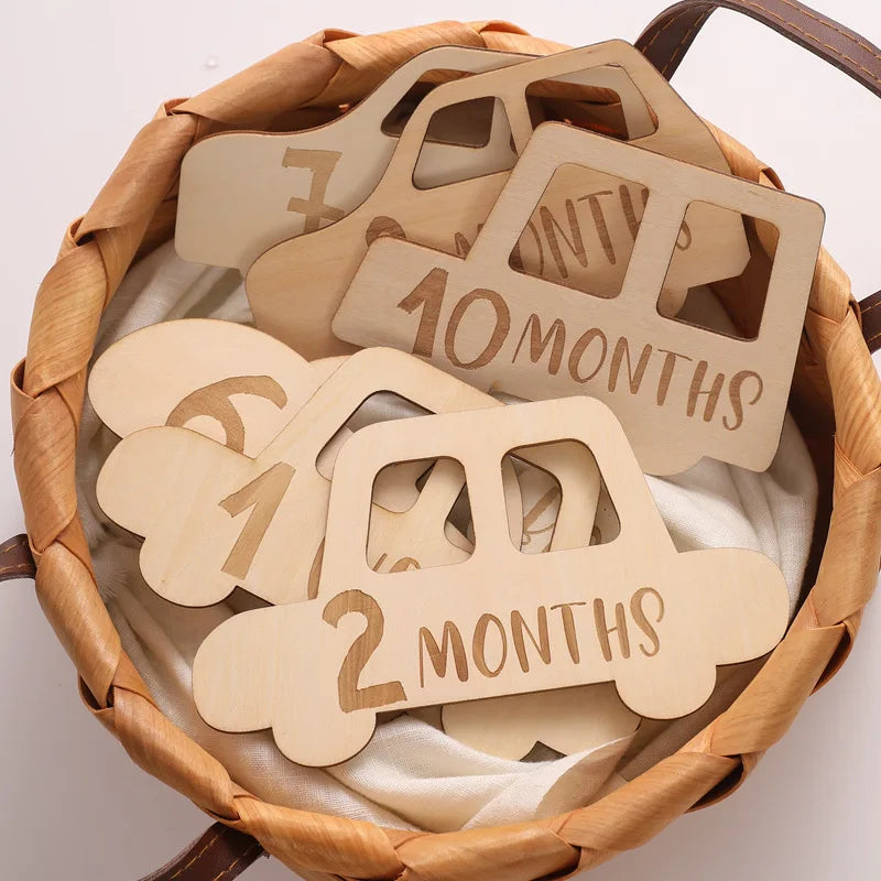 Axya Baby Wooden Milestone Cards for Newborn Photo Background & Birth Record