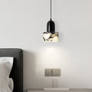 Axyaa Industrial LED Pendant Light with Black Iron Base and Bulgari Stone - Vintage Style