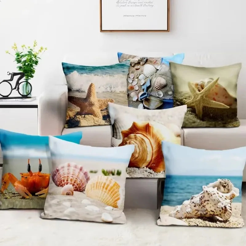 Natural Coastal Starfish Ocean Print Pillow Cover for Axyaa Home Décor