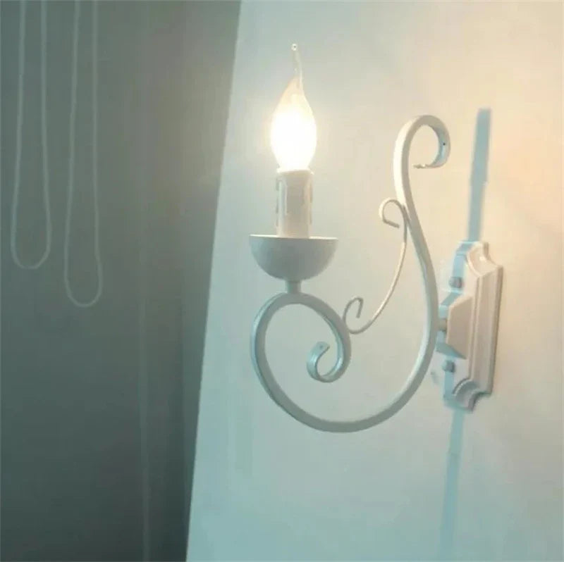 Axyaa White Metal Wall Lamp E14 Candle Light Fixture