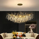 Axyaa Gold Crystal Chandeliers: Luxury Lighting for Living Room, Dining Room, Bedroom.