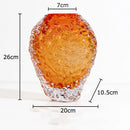 Axyaa Amber Glass Vase Wrinkled Flower Pot Room Aesthetic Decor