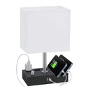 Axyaa Fabric Shade Knob Switch Table Lamp with USB Charging & Touch Control
