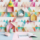 Axyaa Cloud Rain Geometry Triangles PVC Tile Sticker for Home Decor