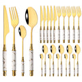 Axyaa Green Gold Stainless Steel Cutlery Set Dinnerware Flatware Silverware