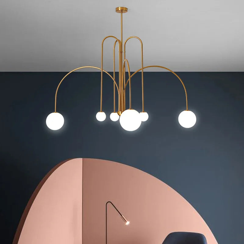 Comet LED Chandelier 'Axya' Glass Globe Lamps Nordic Minimalist Creative Lighting