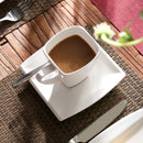 Axya White Porcelain Coffee Drinkware Set for 6 with Cups, Saucers, and Plates