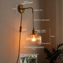 Axyaa Vintage Green Glass Copper Wall Lights with LED and Pull Chain Switch
