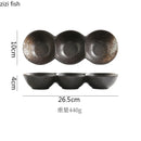 Axyaa Ceramic Three Grid Plate Set - Restaurant Snack Sushi Appetizer Seasoning Molecular Cuisine
