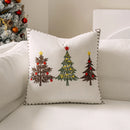 Axyaa Christmas Tree Embroidered Short Plush Pillowcase - Festive Living Room Decor