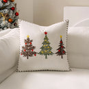 Axyaa Christmas Tree Embroidered Pillowcase Cojines - Short Plush Festive Sofa Cushion Cover