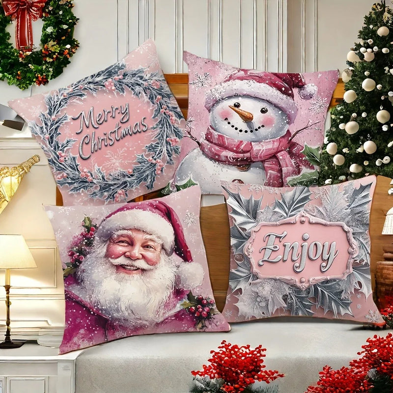 Cute Snowman Santa Claus Pillowcase by Axyaa - Home Decoration
