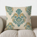Axyaa Blue & Gold Floral Pattern Pillow Cover - Elegant and Stylish Home Decor