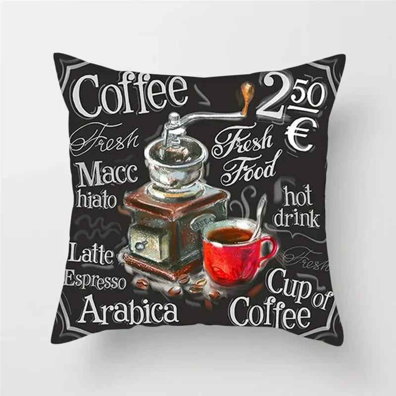 Axyaa Coffee Burger Wine Pie Juice Cushion Cover 45x45cm