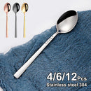 Axyaa Gold Stainless Steel Coffee Spoon Set - 6 Pieces Slim Teaspoons for Desserts