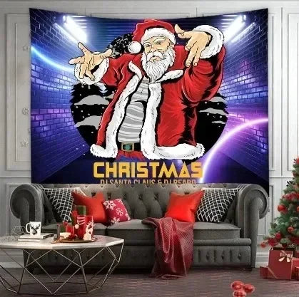 Axyaa Santa Claus Pattern Tapestry: Festive Living Room Wall Decoration