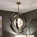 Axyaa Gold Marble Chandelier, Adjustable Round Ceiling Light for Villa Hotel