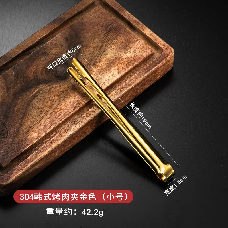 Axyaa Stainless Steel Smart Grill Tongs Gold/Silver Meat Clip for BBQ Cooking