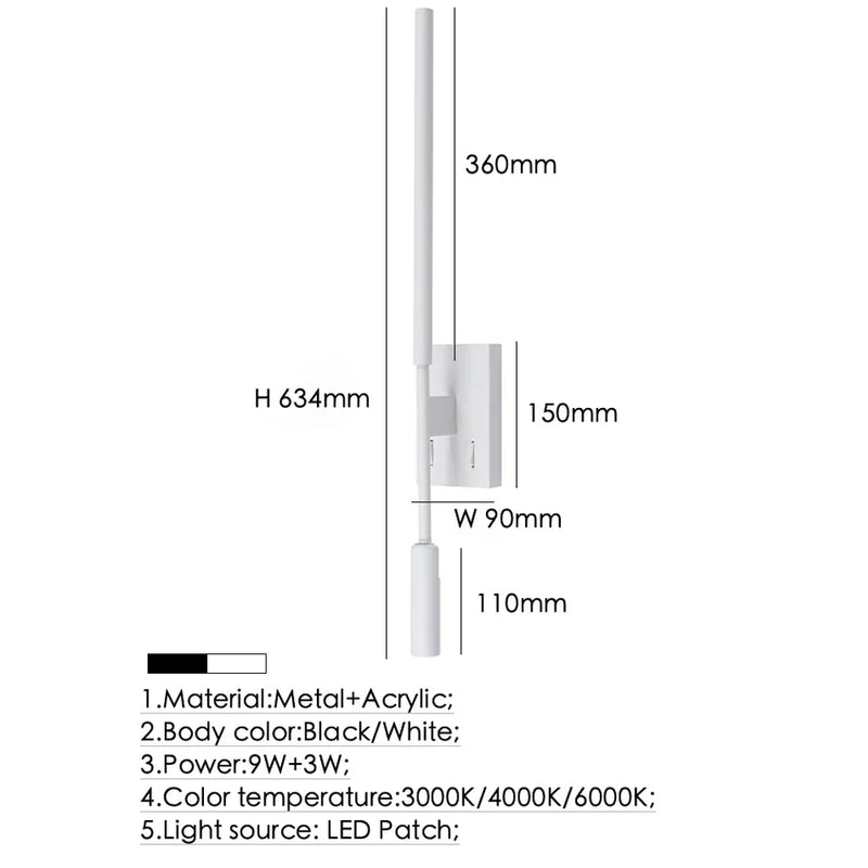 Axyaa Nordic LED Wall Lamp 7W 3W  Bedside Spotlight Chandelier