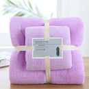 Axyaa Luxury Coral Fleece Towel Set - Super Absorbent & Soft - 2pcs - 70x140cm, 35x75cm