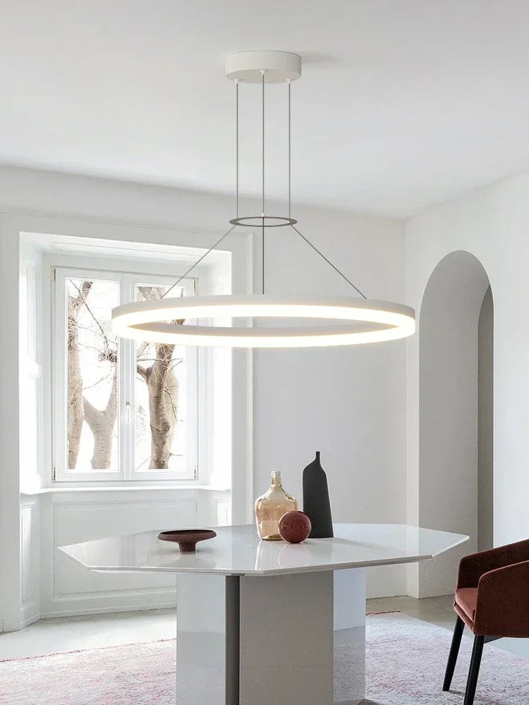 Axyaa Black Ring LED Pendant Lamp for Modern Minimalist Living Spaces