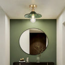 Axyaa Green Glass Copper Ceiling Light Fixture - Modern LED Kitchen Balcony Lamp