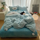Axyaa Winter Rabbit Plush Bed 4-Piece Set - Premium Plush Bedding