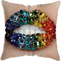 Pink Gold Lips Cushion Cover by Axyaa: Modern Nordic Diamond Painting Home Decor