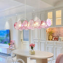 Axyaa Luxury Pink Glass Ceiling Chandelier - French Vintage Hanging Pendant Lamp