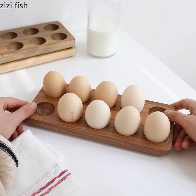 Axya Solid Wood Egg Storage Tray Rack for Kitchen Refrigerator and Home