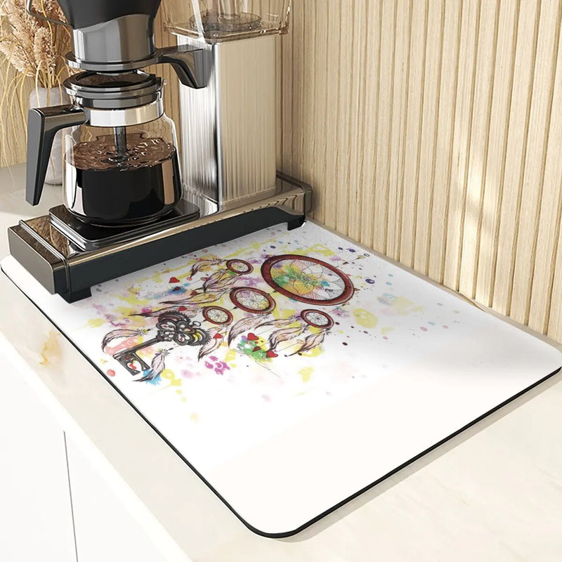 Eye Print Watercolor Style Absorbent Drying Mat & Coasters Set by Axyaa