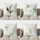 Axyaa Green & Gold Leaf Pattern Pillow Cover for Sofa, Bedroom, Car