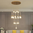 Axyaa Modern Crystal Villa Staircase Chandelier for Living Room, Loft, and Restaurant