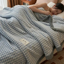 Axyaa King Size Plaid Coral Fleece Blanket Set for Autumn Winter Luxe Comfort