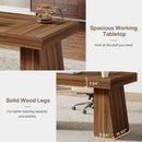 Axyaa 55" Executive Desk, Mid-Century Modern Wood Computer Desk with Double Trapezoid Base
