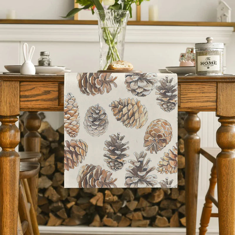 Axyaa Pine Cones Table Runner for Kitchen & Holiday Dining