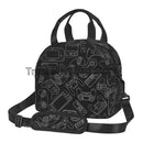 Compact Colorful Joystick Game Lunch Bag by Axyaa - Shoulder Strap, Reusable Lunch Box for School & Work