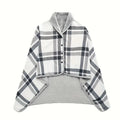 Axyaa Plaid Fleece Poncho Throw Blanket with Buttons