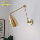 Axyaa Copper Swing Arm LED Wall Lamp for Study Reading Bedroom Café
